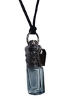 Smoky Quartz Coffin and Black Druzy Copper Top Aromatherapy Glass Bottle Pendant