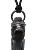 Smoky Quartz Coffin and Black Druzy Copper Top Aromatherapy Glass Bottle Pendant