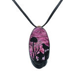 Candy Land Crow Hand Painted Wood Pendant