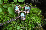 Tiny Copper Cauldron Pendant and Earrings Set with Ethiopian Opal