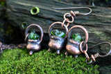 Tiny Copper Cauldron Pendant and Earrings Set with Diopside Chips