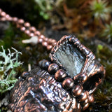 Deer Antler Copper Pendant with Natural Moldavite
