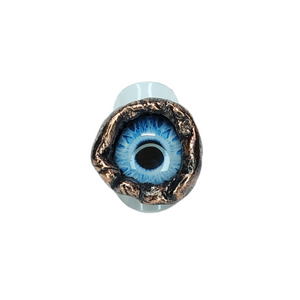 Blue Glass Eye Copper Ring Size 8