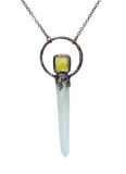 Lemurian Quartz Point Pendant with Scottish Highland Marble