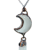 Quartz Crescent Moon with Lemurian Crystal Point Dangle