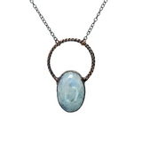 Tourmalated Oval Rainbow Moonstone Pendant