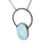 Tourmalated Oval Rainbow Moonstone Pendant