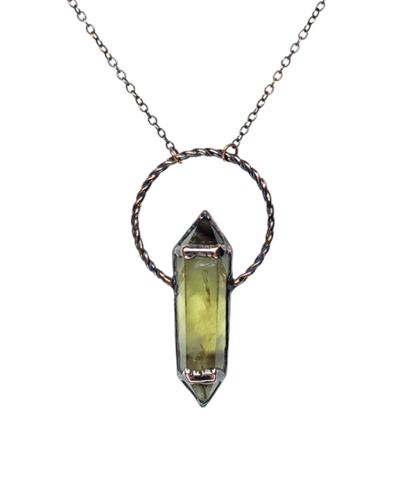 Tiffany Style Polished Smoky Quartz Pendant