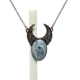Tourmalated Moonstone with Filigree Crescent Moon Pendent