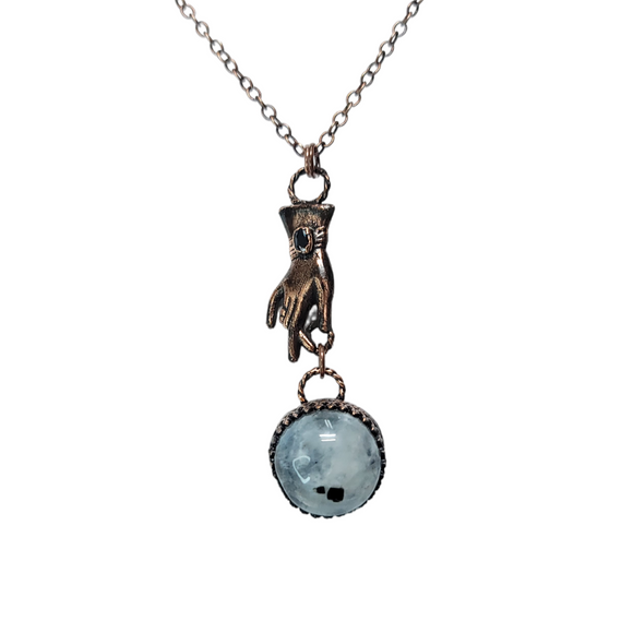 Holding the Moon in My Hand Pendant with Tourmalated Moonstone