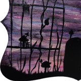 They Rest Under a Candy Sky Watercolor Painting on Wood - Small