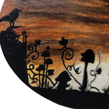 Crows of the Patch Watercolor Painting on Wood - Small