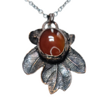 Copper Oak Leaf with Carnelian Pendant