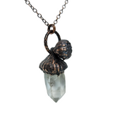Copper Acorn Pendant with Tangerine Lemurian Crystal Point