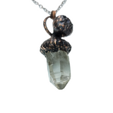 Copper Acorn Pendant with Tangerine Lemurian Crystal Point