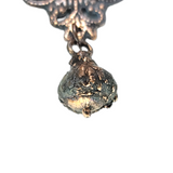 Copper Filigree Pendant with Carnelian and Small Acorn Dangle