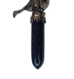 Copper Black Bird Witch Pendant with Blue Goldstone Wand