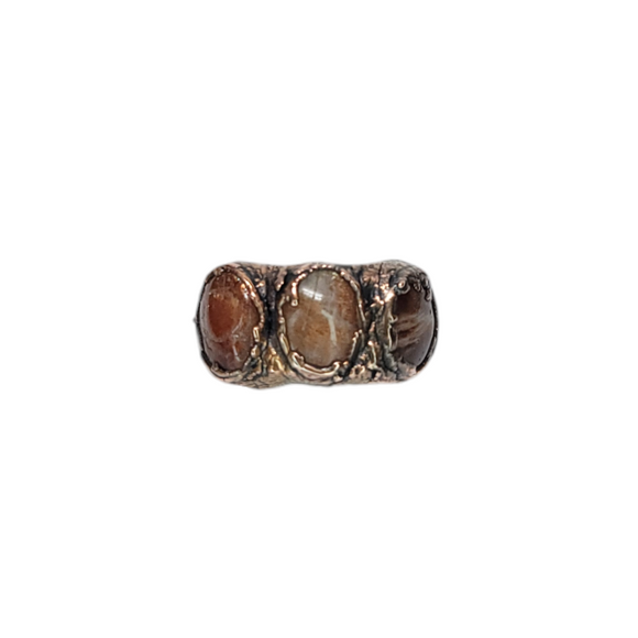 Copper Ring with Sun Stone Size 8