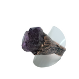 Raw Fluorite Nugget Copper Ring Size 8-1/4