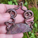 Raw Labradorite with Snakes Copper Pendant