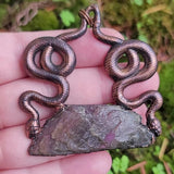 Raw Labradorite with Snakes Copper Pendant