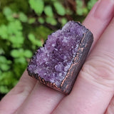Amethyst Cluster Statement Copper Ring Size 7 3/4