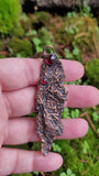 Apple Tree Bark Copper Pendant with Garnets