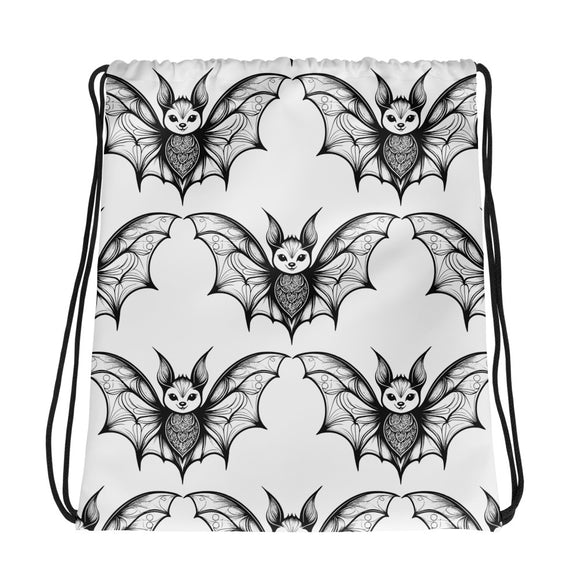 Whispering Wings Single Bat Drawstring bag