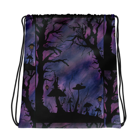 The Midnight Hour Watercolor Drawstring bag