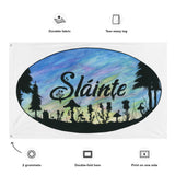 Slainte Mushroom Village Watercolor Painting flag