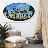 Slainte Mushroom Village Watercolor Painting flag