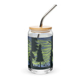 On the Trail watercolor painting Can-shaped glass