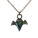 Embossed Bat with Faceted Labradorite Pendant