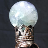 Crowned Raven Skull Copper Sphere Holder with Crystals