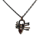 Tiny Copper Spider Pendant with Garnet