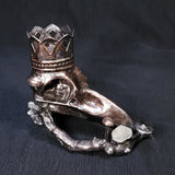 Crowned Raven Skull Copper Sphere Holder with Crystals