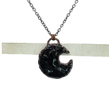 Knapped Obsidian Crescent Moon Pendant