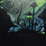 Moonlit Ride Watercolor Painting on Wood