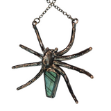 Large Copper Spider Pendant with Labradorite Coffin Shaped Body