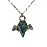Embossed Bat with Faceted Labradorite Pendant