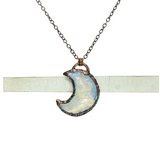 Knapped Opalite Crescent Moon Pendant