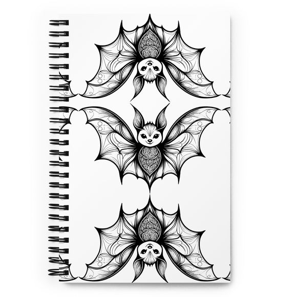 Whispering Wings Filigree Bat Spiral notebook reflection