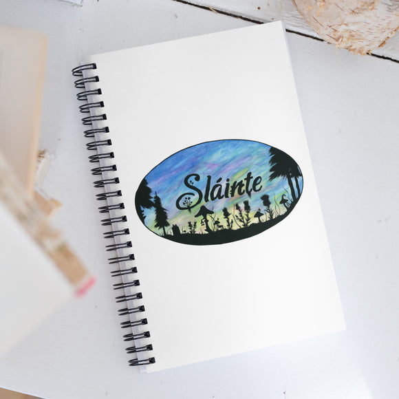 Slainte Mushroom Village Watercolor Painting Spiral notebook