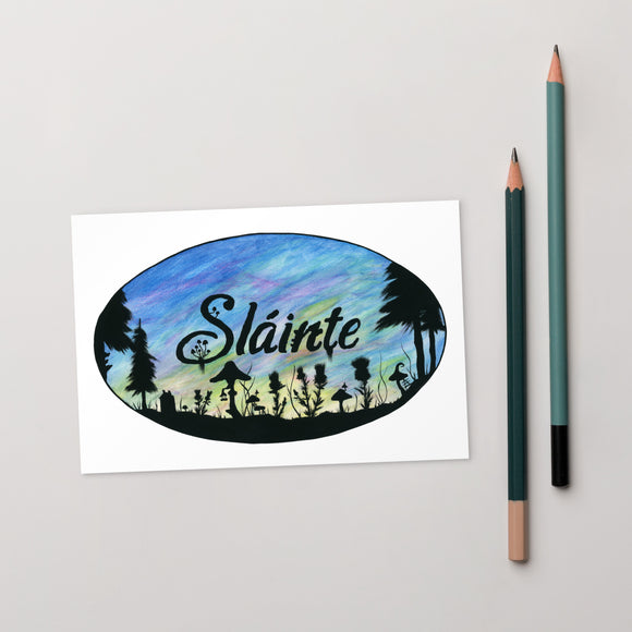 Slainte Mushroom Village Watercolor Painting Standard Postcard