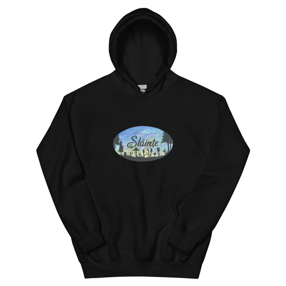 Slainte Mushroom Village Watercolor Painting Unisex Hoodie