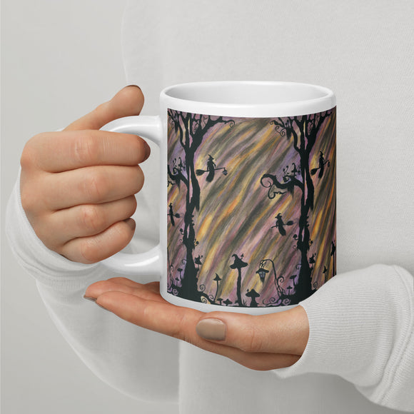 The Transition Hour Watercolor White glossy mug