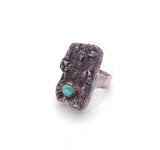 Oregon Tree Bark with Sleeping Beauty Turquoise Copper Ring Size 7-1/4