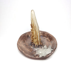Ring Holder Dish with Antler and Crystal Cluster
