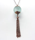 African Recycled Glass Bead with Tassel Pendant
