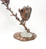 Clear Amethyst Cluster with Dried Yucca Plant Copper Chime Candle Holder